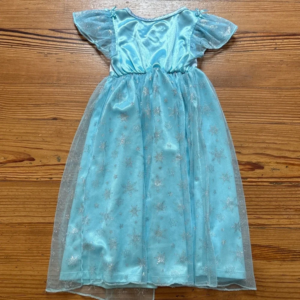 Disney Frozen Elsa Nightgown Kids Blue Excellent Snowflake Glitter SIZE 2T - Picture 6 of 7
